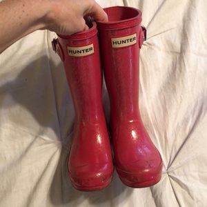 Hunter Pink glitter boots